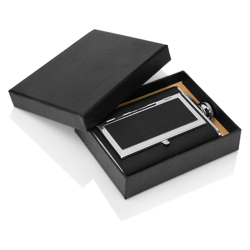 Портативная фляжка из нержавеющей стали многофункциональный чехол для сигарет