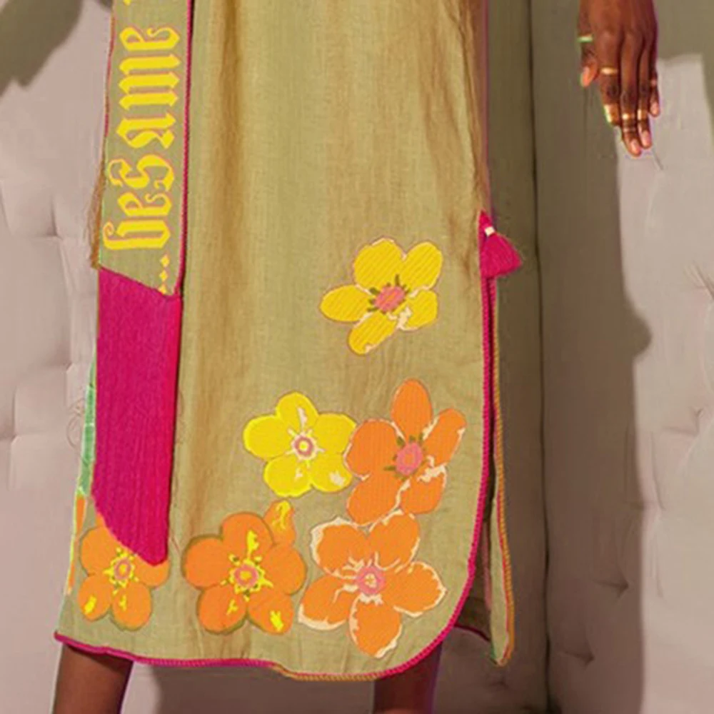 

Women Long Maxi Dress Floral Print Vintage V Neck Sand Beach Holiday Dress Bohemian Vestidos Sexy Party Dress