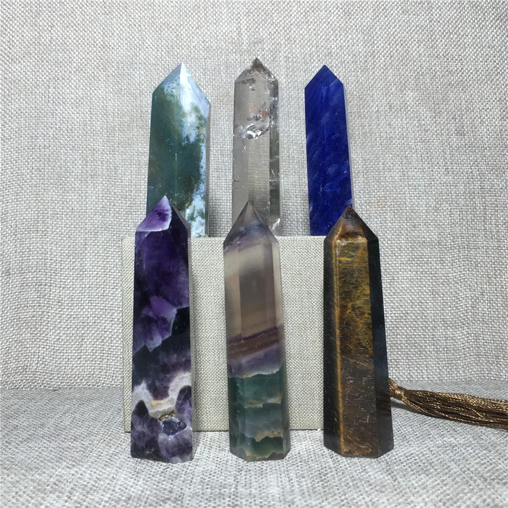 

6pcs natural quartz crystal wands points Home furnishing decoration stone and crystal Crystal rod column