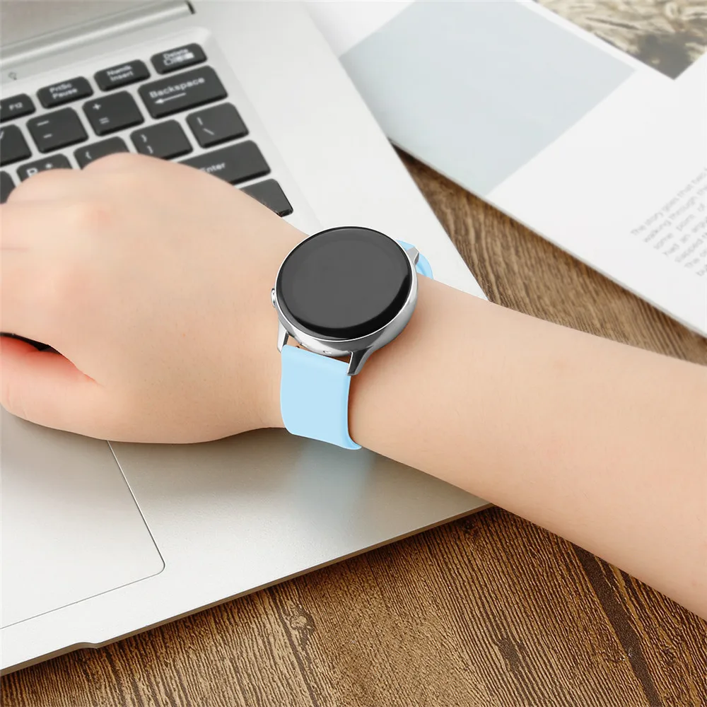 20 мм ремешок для часов Huami Amazfit Bip & Galaxy watch Active 22 мягкий силиконовый на запястье