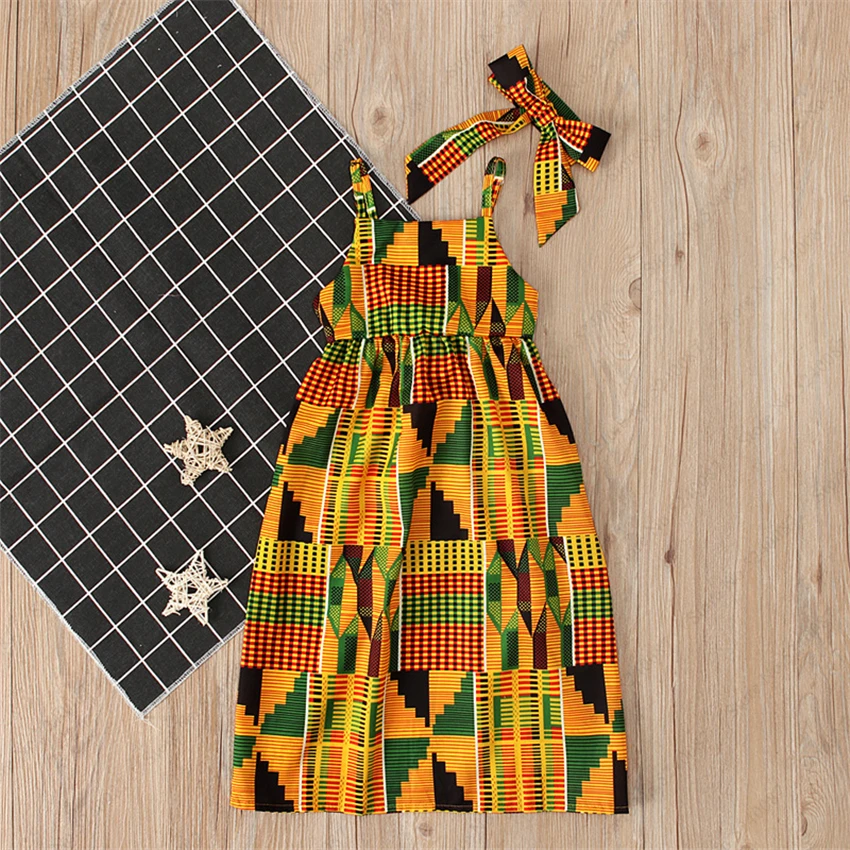 Baby Girls Party Dress African Clothing Children Bazin Riche Dashiki Fashion Dresses Kids Jumpsuit Printed Rompers with Headband |