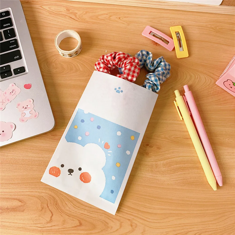 4 шт. крафт бумажные пакеты сумка для конфет шеврон Kawaii милая свадьбы дня рождения