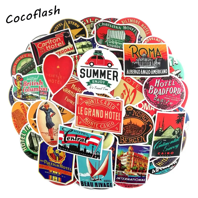 

55 шт., Стикеры для багажа, ноутбука, скейтборда, мотоцикла