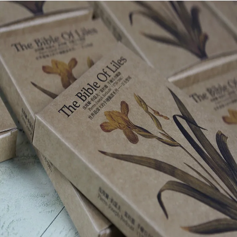 

4packs retro card European style plant flower kraft paper student stationery school supplies gift written greeting greeting card