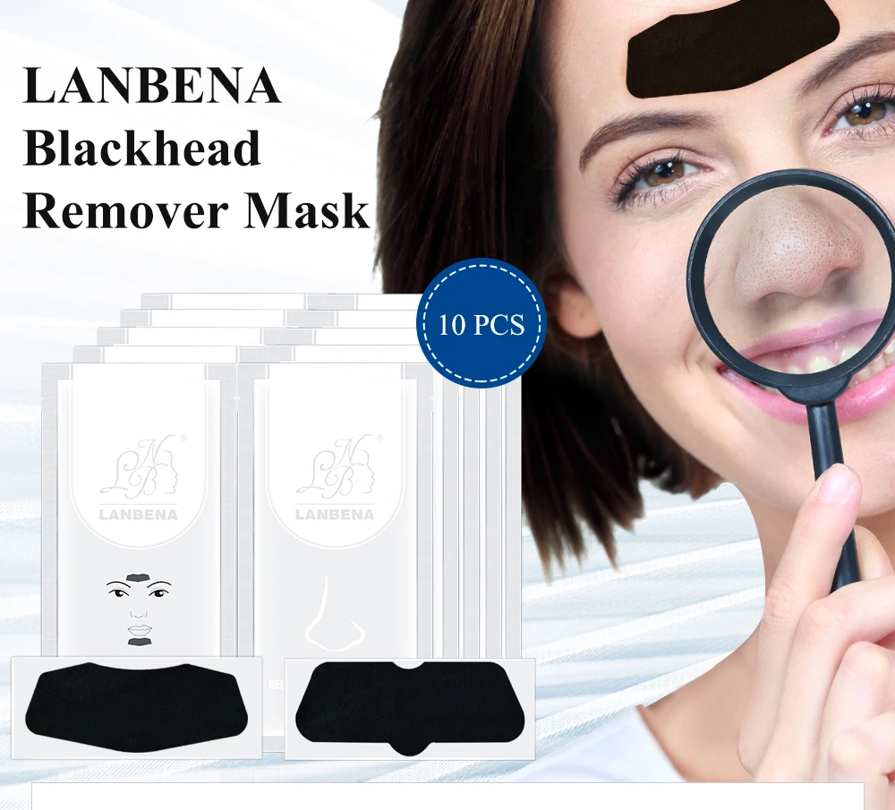 Lanbena Удаление угрей Маска Для Носа + подбородок на лбу черные наклейки для
