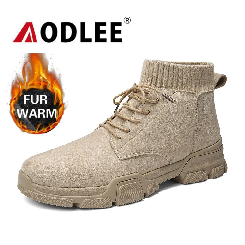 Зимняя обувь для мужчин плюшевые меховые теплые зимние мужские Ботильоны модные