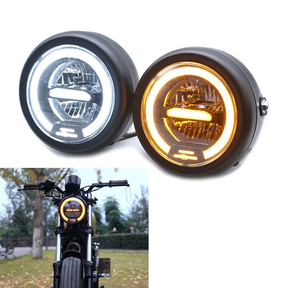 

6.5" Inch Retro Motorcycle Headlight Headlamp Head faring LED Daytime Running light For SUZUKI GN CHOPPER Cafe Racer Bobber