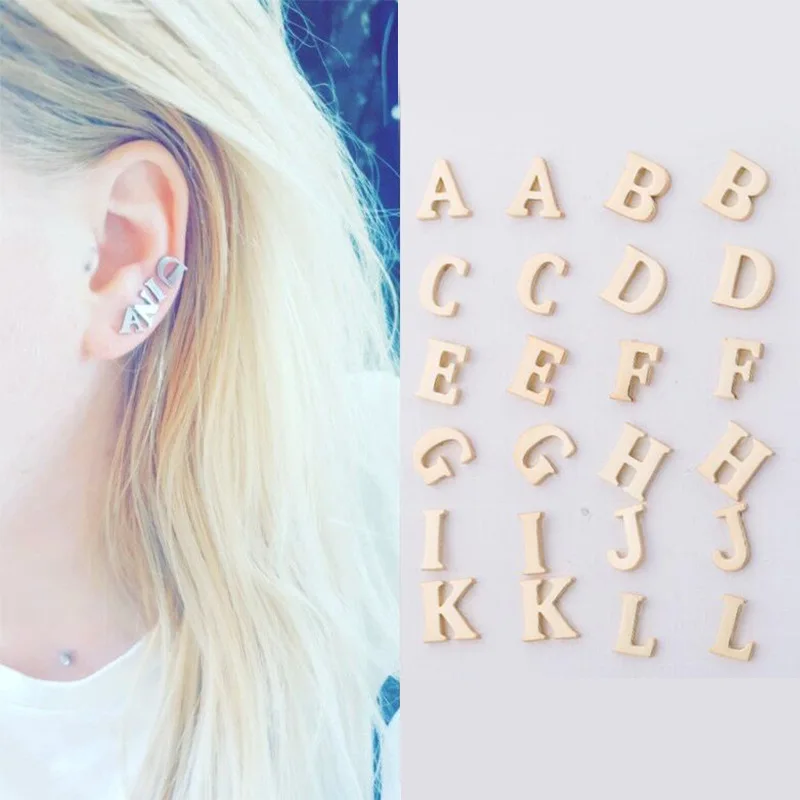

1 Pair Fashion Gold Stainless Steel Initial A-z Letter Earrings DIY Alphabet Drop Small Stud Earings for Women Alphabet Jewelry