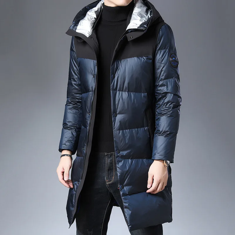 Парка мужская зимняя на гусином пуху черная с капюшоном | Мужская одежда