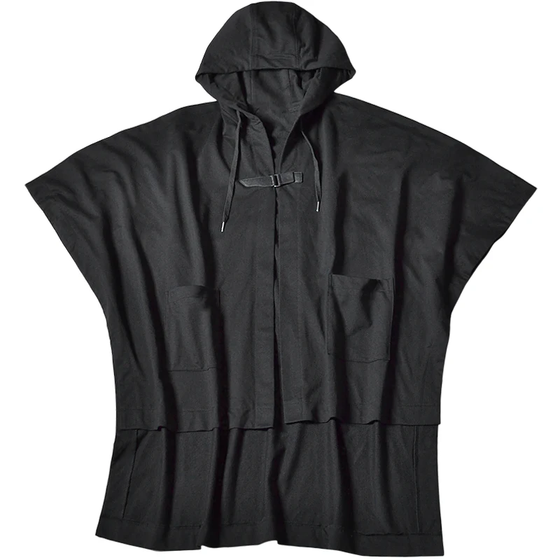 Футболка мужская оверсайз в готическом стиле свободная рубашка с капюшоном и