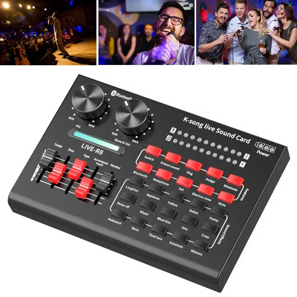 

Personal Entertainment Recording Computer PC Bluetooth Live Sound Card Headset Microphone Audio Mixer External USB Voice Chat
