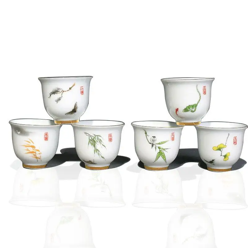 

1pc Ceramic Teacups Master Tea Cups Pottery Chinese Porcelain Teacup Tea Bowl Handpainted Mysterious Cup Drinkware Teaware Set