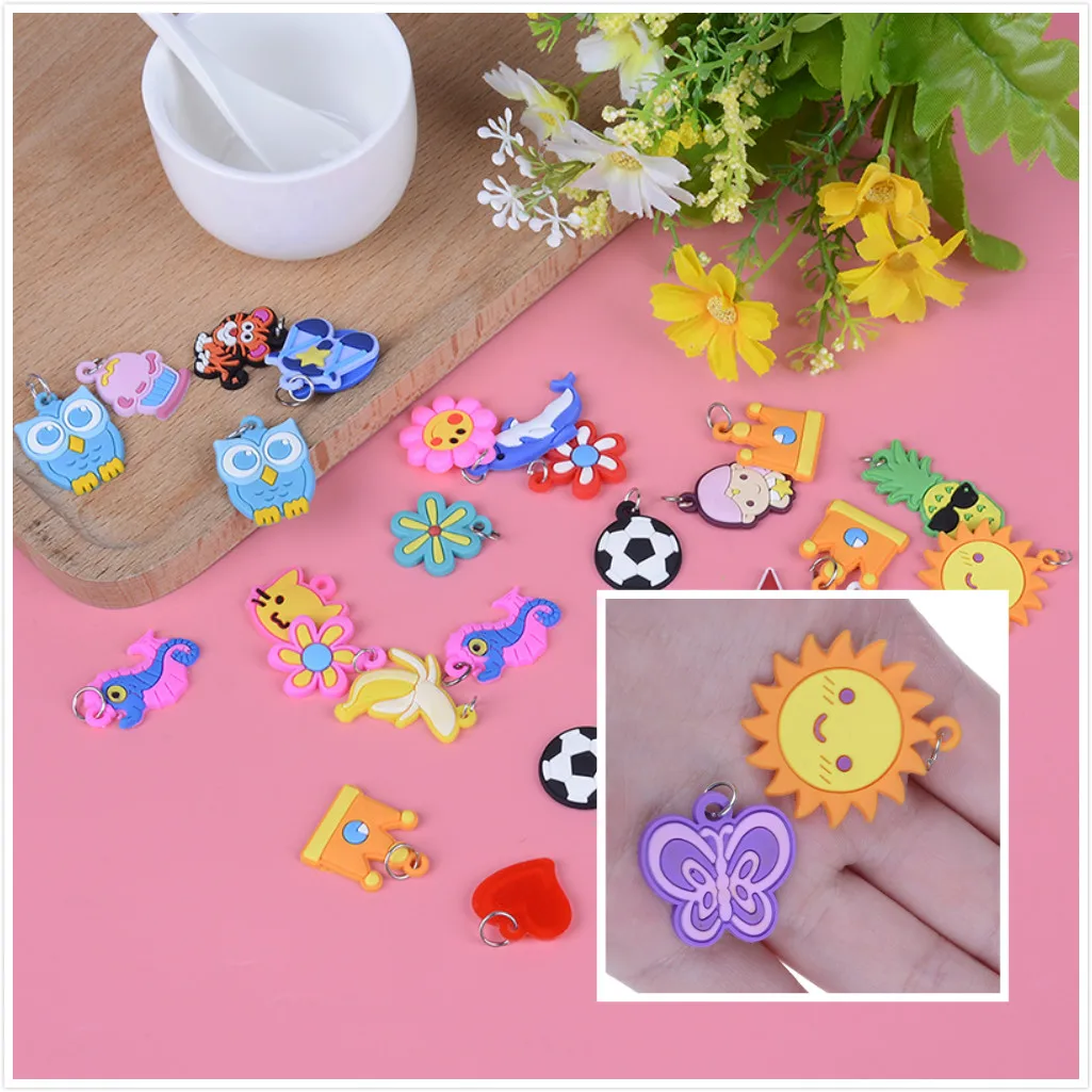 30 шт Diy мультфильм красочные животные цветок бусины Подвески игрушка для