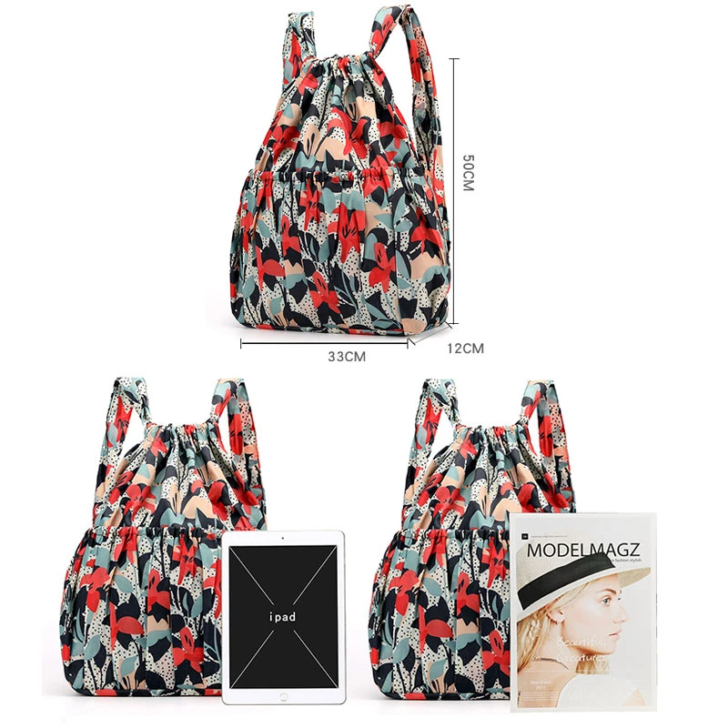 Женский рюкзак на шнурке нейлоновый женский для подростков вместительные сумки