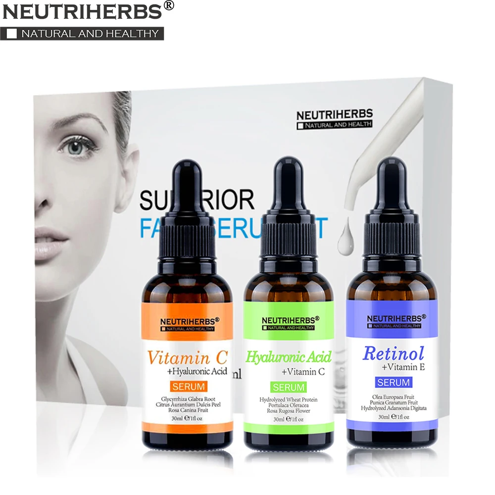 3 in 1 Serum kit Превосходный Витамин С Сыворотка с гиалуроновой кислотой сыворотка ретинол Сыворотка для лица отбеливающая подтяжка солнце пятно против старения морщин - Вес нетто: 3 in 1 Serum kit