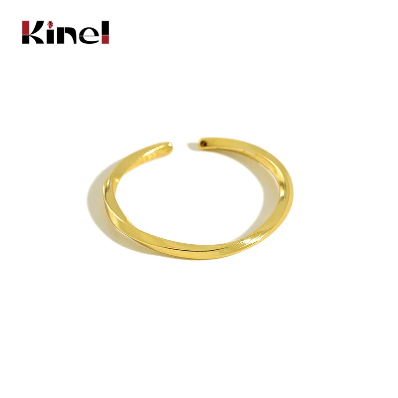

Kinel 925 Sterling Silver Open Ring INS Simple Korean Twist Adjustable Open Silver Ring Wedding Party Jewelry