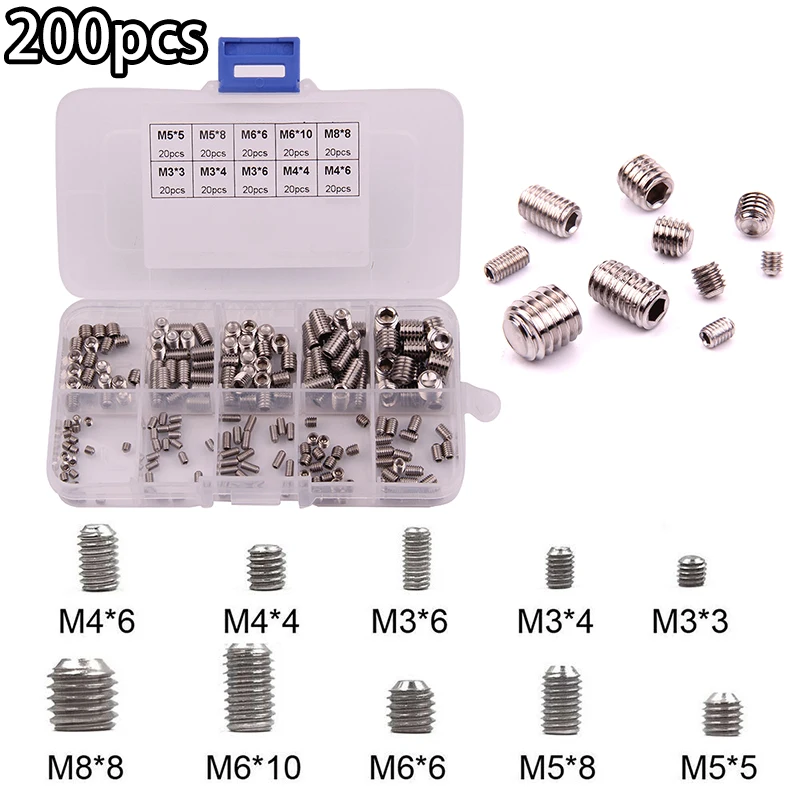 

200pcs Hex Screws Set Stainless steel Socket Replacement For door handle