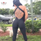 Женский спортивный комбинезон для йоги, сексуальные штаны для фитнеса без рукавов, бандажные брюки с высокой талией, спортивный костюм с открытой спиной, спортивная одежда для спортзала