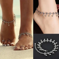 huitan simple drop ball hollow out flower design anklets for women vintage ethnic style elegant female anklet jewelry beach wear