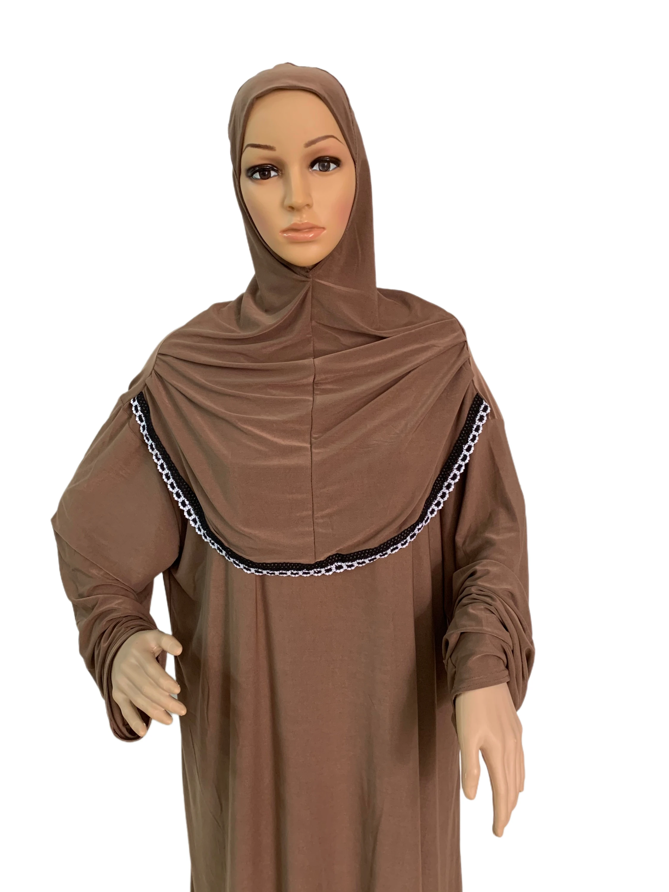 Мусульманское платье с прикрепленным хиджабом H118 pray abaya кафтан халат арабский