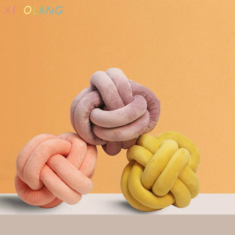 Узелковый плюшевый шар дизайнерская круглая диванная подушка поясная задняя