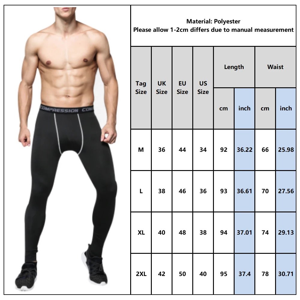 

Men's Quick-drying Compression Tights Pants Stretch Trousers Joggers Training Running Breathable Elastic Fitness Sweatpants D30