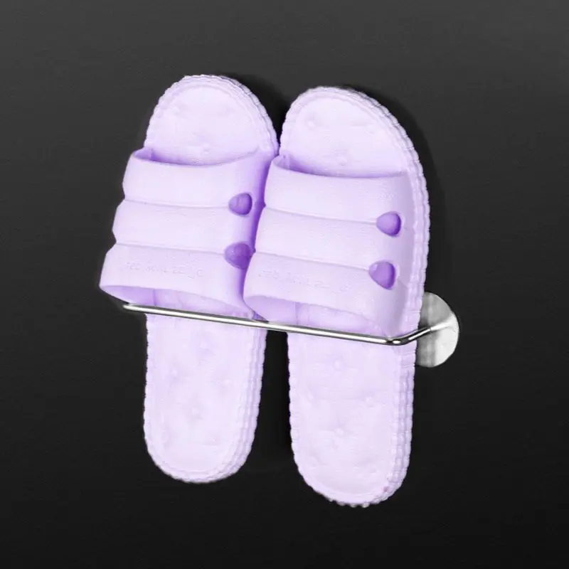 

2pcs/set Bathroom Wall Mounted Shoe Storage Rack Holder Stainless Steel Slippers