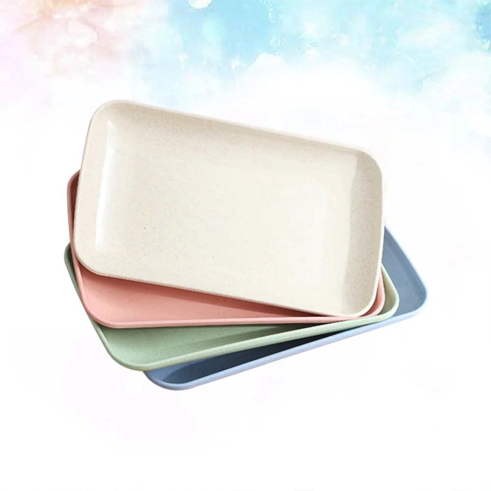 

4pcs Dishes Household Dinner Plate Food Plate Microwave Oven Available Eco-friendly Home Kitchen Utensils (Pink, Green, Blue, Be