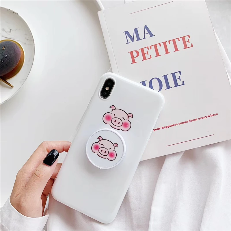 Милый розовый чехол для телефона с динозавром для iphone 11pro max 7 8 Plus, мягкий чехол IMD Для iphone X, задняя крышка, чехол с кольцом