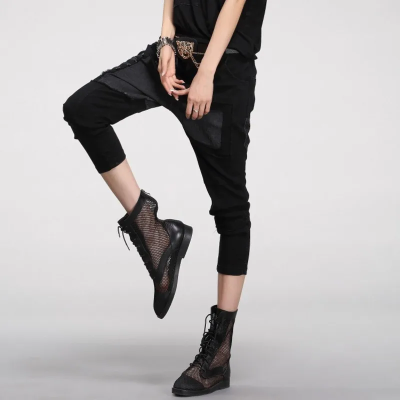 

Летние женские повседневные свободные мешковатые шаровары в стиле Харадзюку длиной до голени с заниженным шаговым швом, уличная одежда, хи...