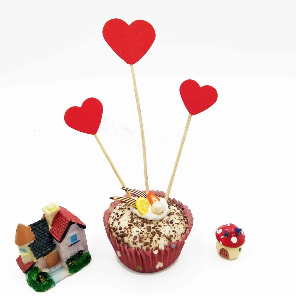 6 штук пакет в форме красного сердца свадебный торт зубочистка Топпер украшения