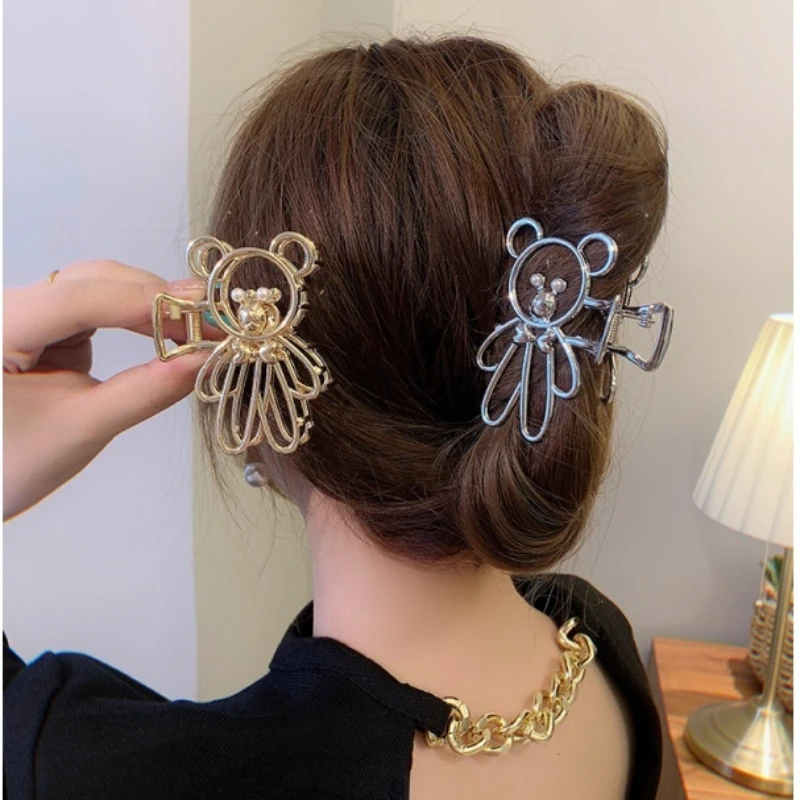 Зажим для волос Женский металлический в виде медведя из мультфильма 2021 |