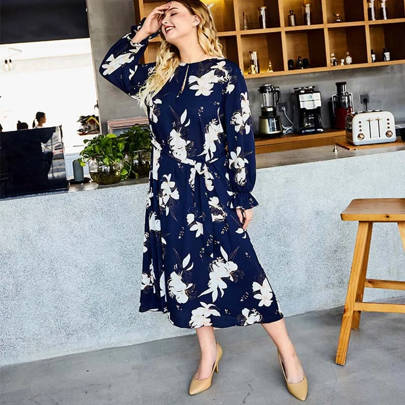 Женское богемное платье с цветочным принтом WHZHM шифоновое О образным вырезом и