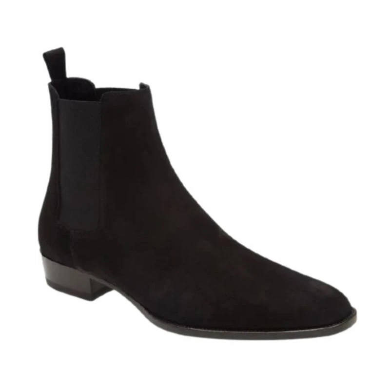 

Chelsea Boots Men Boots Faux Suede Low Heel Slip On Solid Ankle Professional Classic Comfortable Non Slip Formal Boots 5KE406