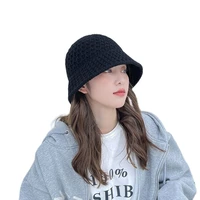 autumn and winter female hat hollow wool knitted fisherman fashion woven adjustable solid color bucket basin