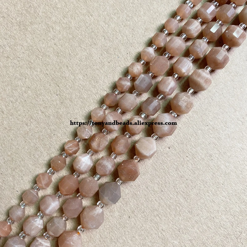 

Semi-precious Stone American Football Faceted AA Quality Peach Sunstone 7" Round Loose Beads 6 8 10 mm