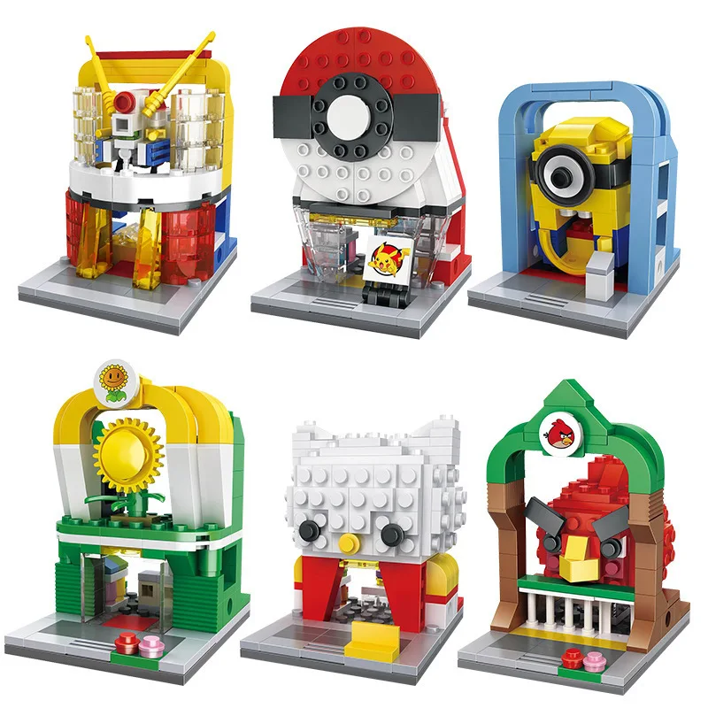 HSANHE 6434 pokemononly Angry Cute Birds Minionsly мини уличный вид детские строительные блоки игрушки