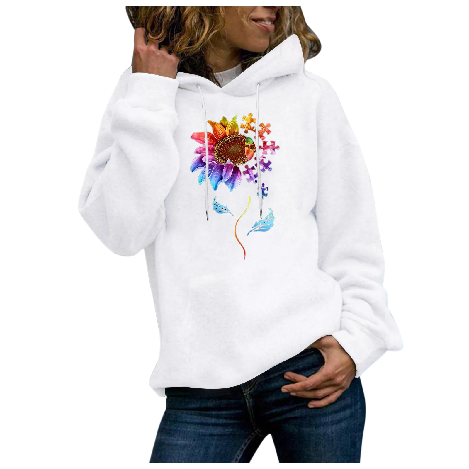 59# Sweatshirts 2021 Print Womens Long Sleeve Hoody Jumper Pullover Top Blouse Women's Sweatshirt Poleron Sudadera Con Capucha