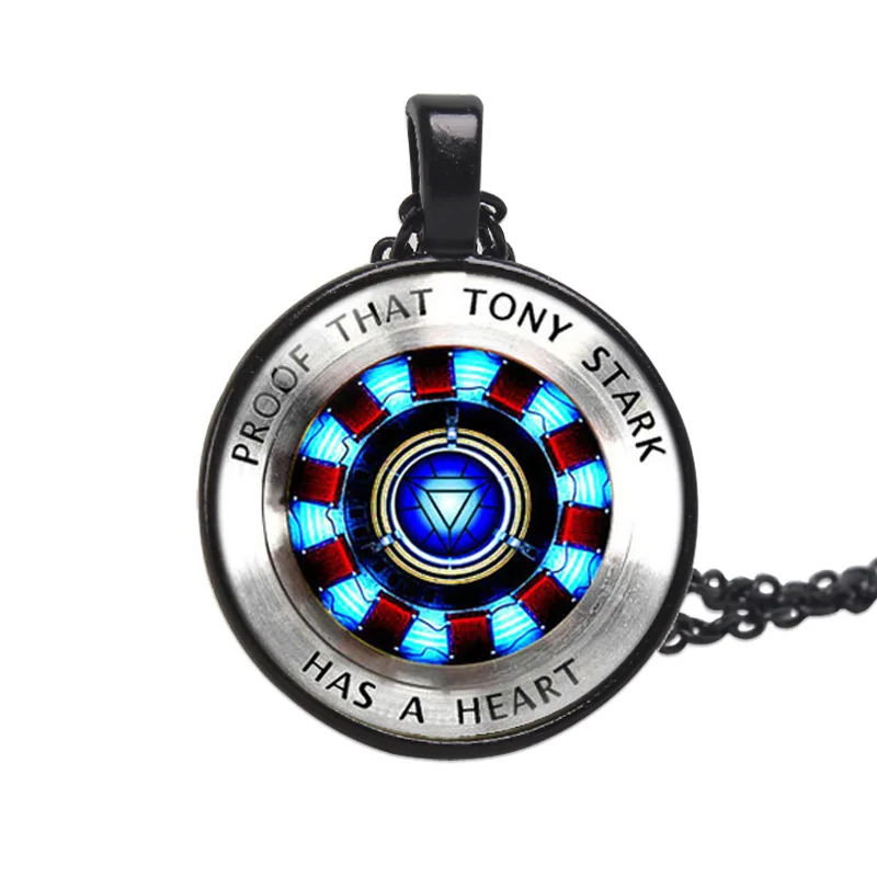 

Cool Iron Man Heart Time Glass Stone Pendant Necklace Fashion Personality Men and Women Sweater Chain Jewelry Wholesale