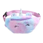 Забавная детская поясная сумка с единорогом для девочек, плюшевый нагрудной кошелек с мультяшным рисунком, дорожная нагрудная Сумочка для мелочи