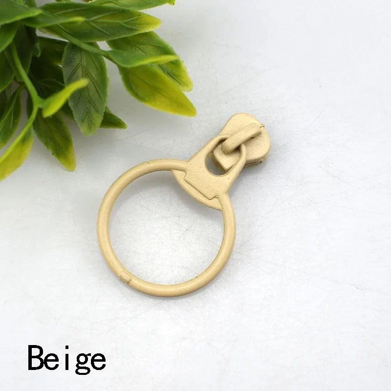 10 шт. Meetee 3# слайдер на молнии с круглым кольцом Съемник кулон для смолы молния DIY сумки кошелек одежда шитье ремесло ремонтные наборы портной - Цвет: beige