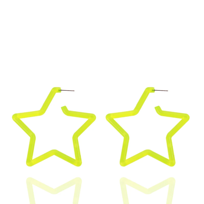 Акриловый обруч со звездочками серьги круги для женщин полые зеленые Ювелирные