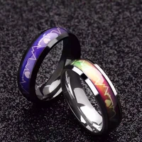 new mood stainless steel ring color changing heartbeat ring color changing couple ring personality mens jewelry anniversary