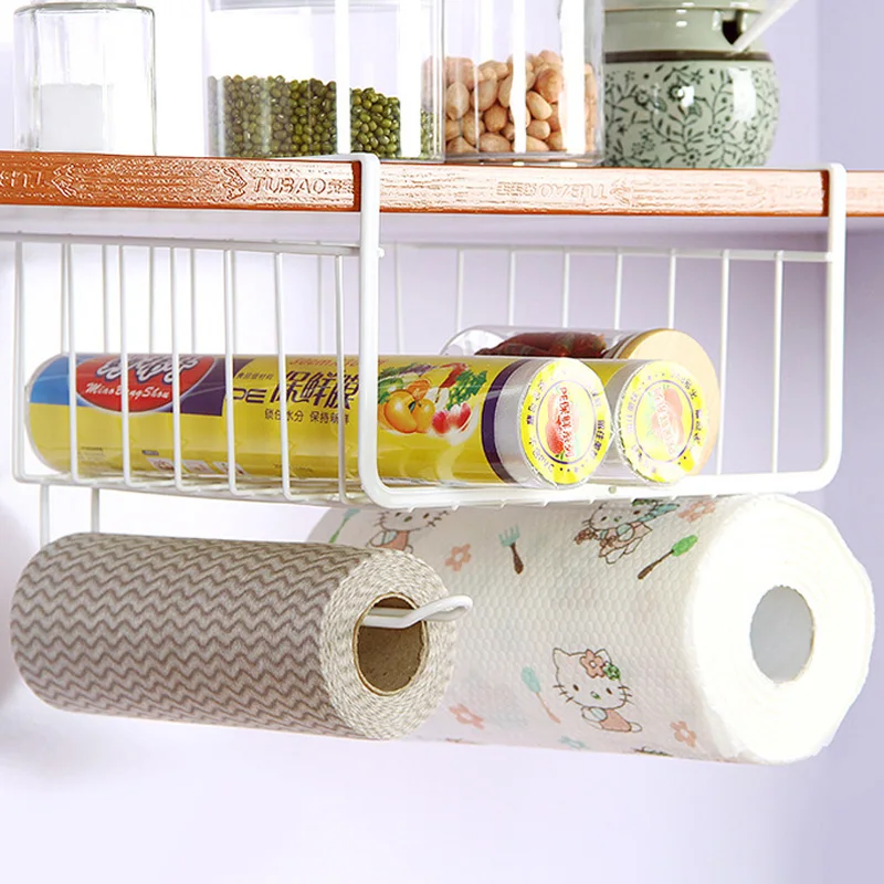 

Kitchen Storage Basket Hanging Under Shelf Storage Iron Basket Cabinet Tableware Organizer Dish Rack Holder with Stretch Hook