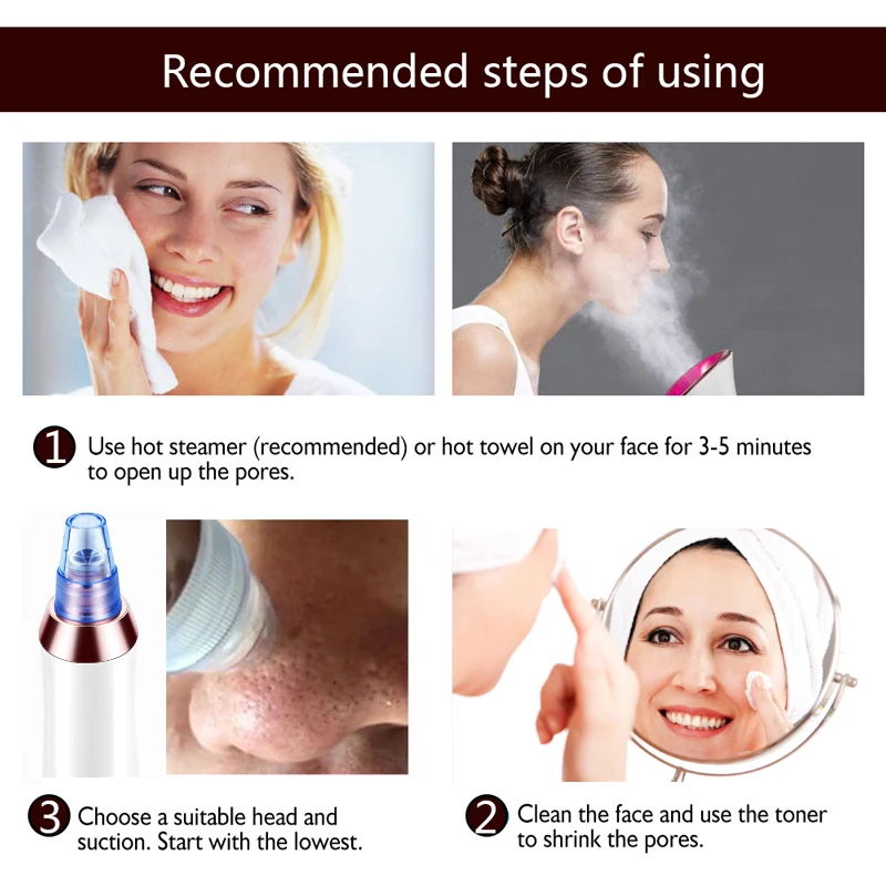 

1Pcs Blackhead Remover Face Cleaner Machine Vacuum Pore Cleaner Acne Spots Pimple Removal Face Tool Deep Cleaning Skin Care Tool
