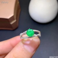 kjjeaxcmy fine jewelry s925 sterling silver inlaid natural emerald new girl trendy ring support test chinese style with box