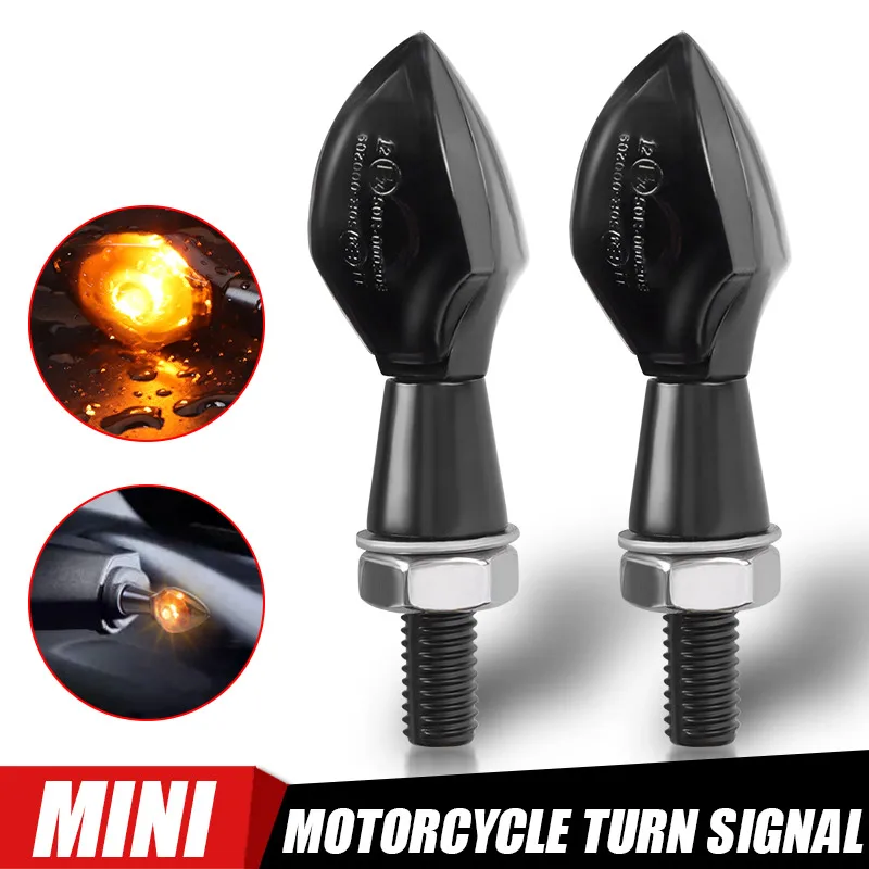 

2/4pcs Mini LED Motorcycle Turn Signal light lamp Amber Flasher Indicator Blinker clignotant moto for Suzuki Honda cafe race 12V