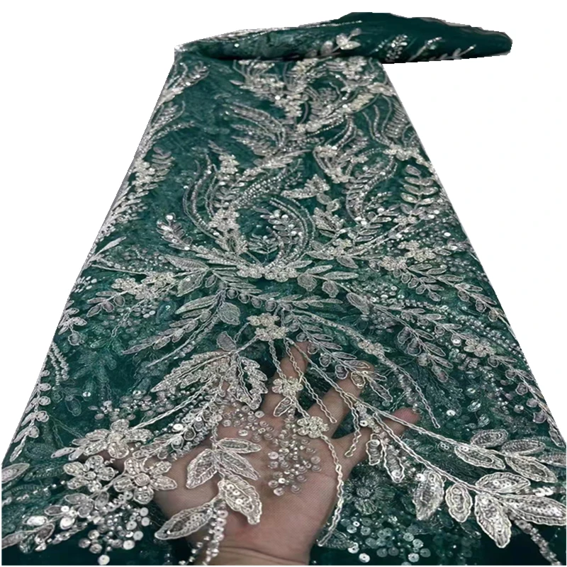 

Latest Nigerian Sequins Lace Fabrics 2021 High Quality African Lace Fabrics Wedding French Tulle Lace Material For Dress XC63904