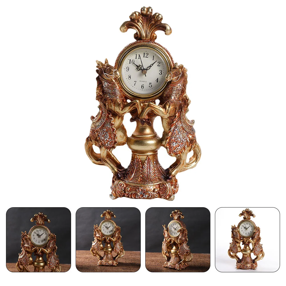 

1pc Retro Creative Clock Living Room Decor Clock Chic Desktop Decorative Clock