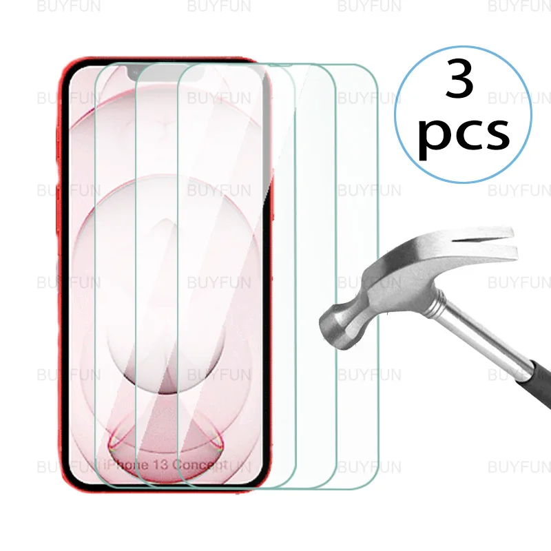 3pcs screen protector for apple iphone 13 front protective tempered glass on for iphone iphne iphon 13 pro max mini safty glass free global shipping